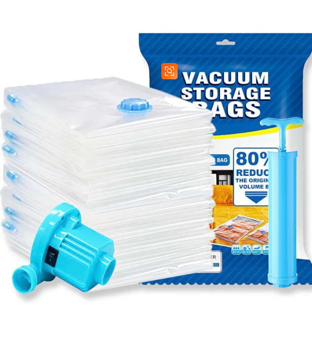 أكياس تخزين بالشفط + مضخة يدوية هدية